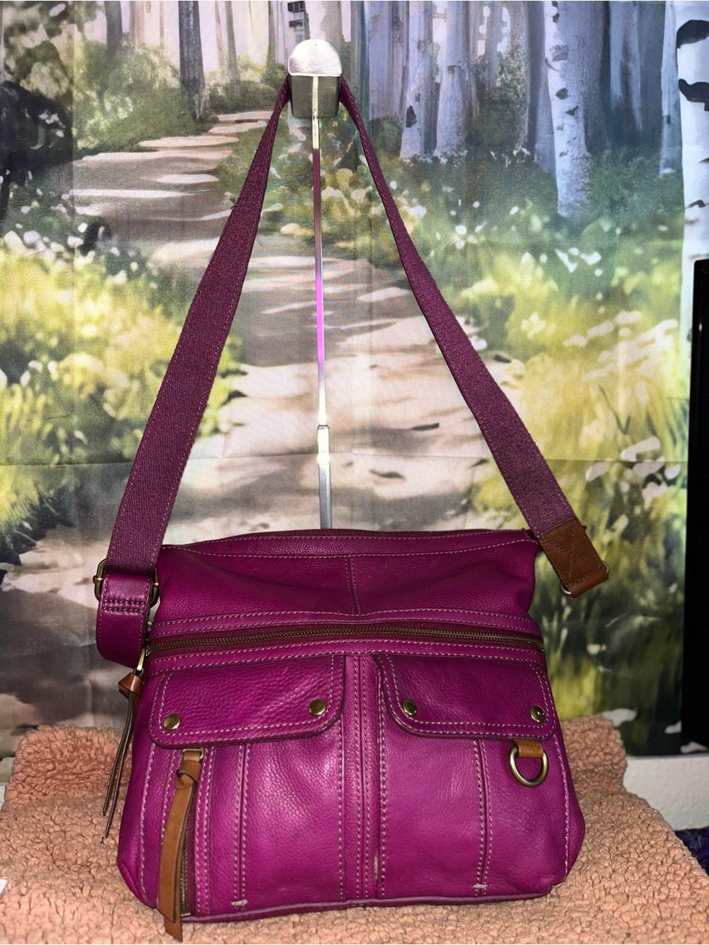 Fossil Morgan traveler, pebbled leather Crossbody shoulder bag
